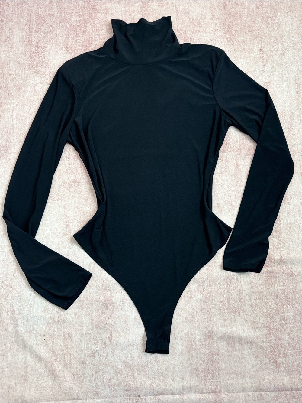 Size XL Black Long-Sleeve Turtleneck Bodysuit